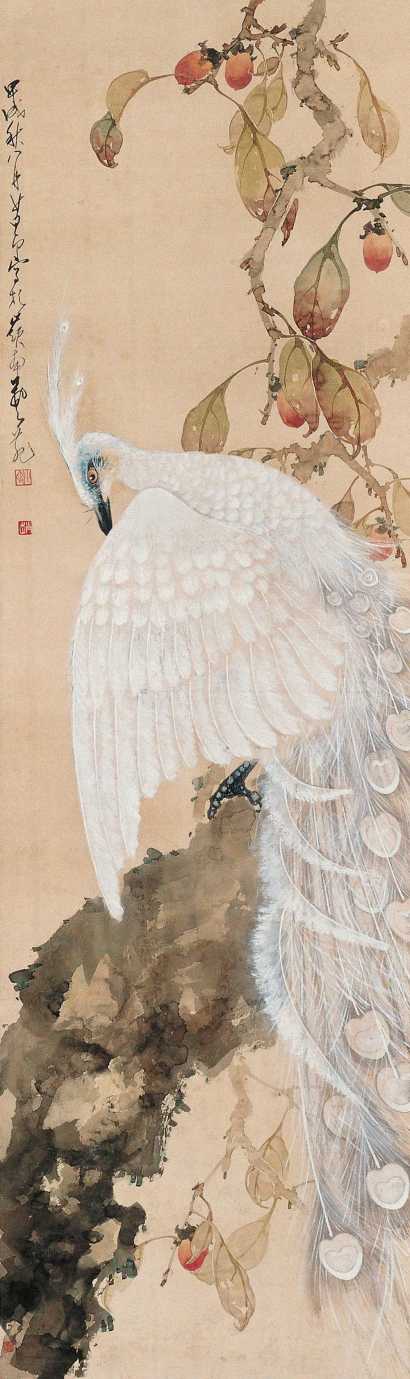赵少昂 甲戌（1934年）作 白孔雀 立轴